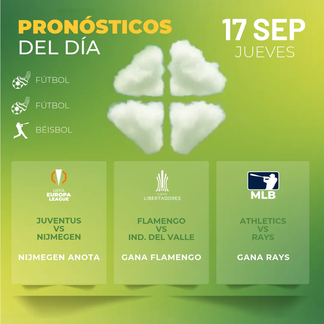 Pronósticos deportivos GRATIS para hoy jueves 17 09 2026 - PORTADA - MiCasino