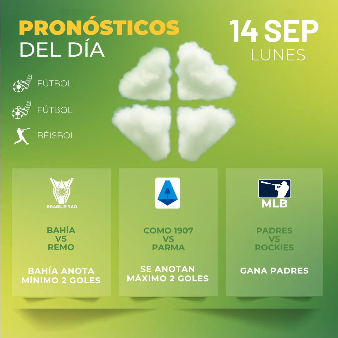 Pronósticos deportivos GRATIS para hoy lunes 14 09 2026 - INTERNA - MiCasino
