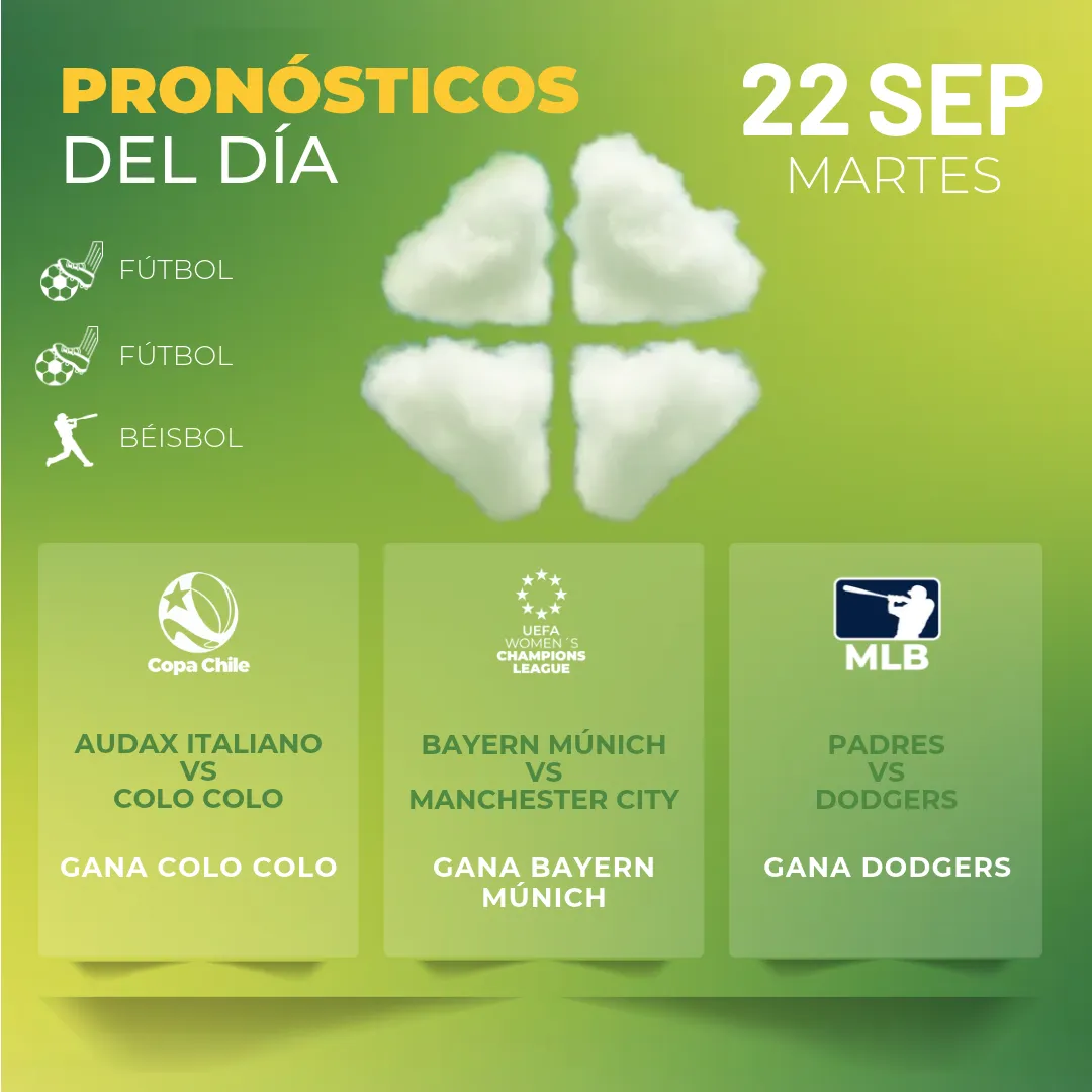 Pronósticos deportivos GRATIS para hoy martes 22 09 2026 - INTERNA - MiCasino