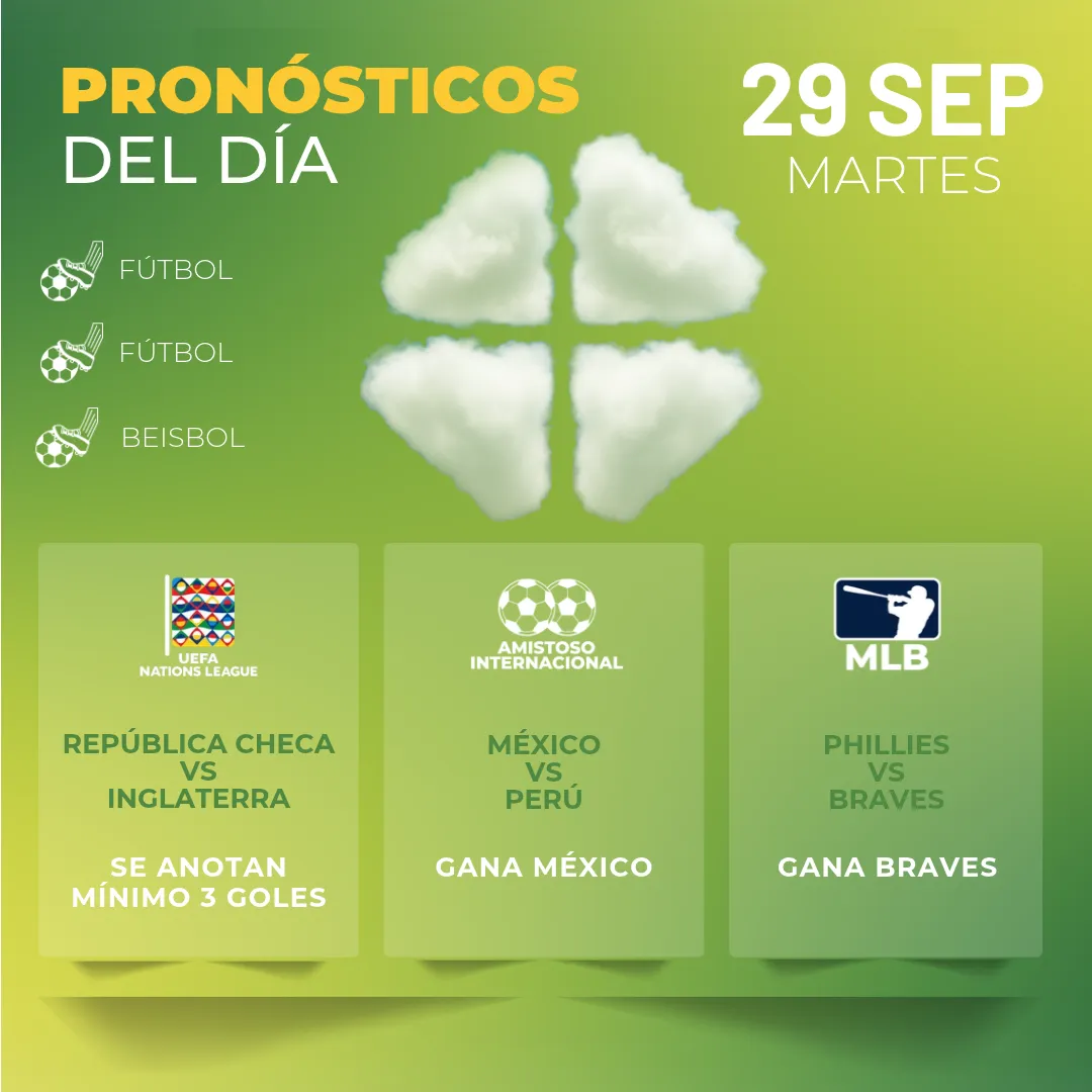 Pronósticos deportivos GRATIS para hoy martes 29 09 2026 - INTERNA - MiCasino