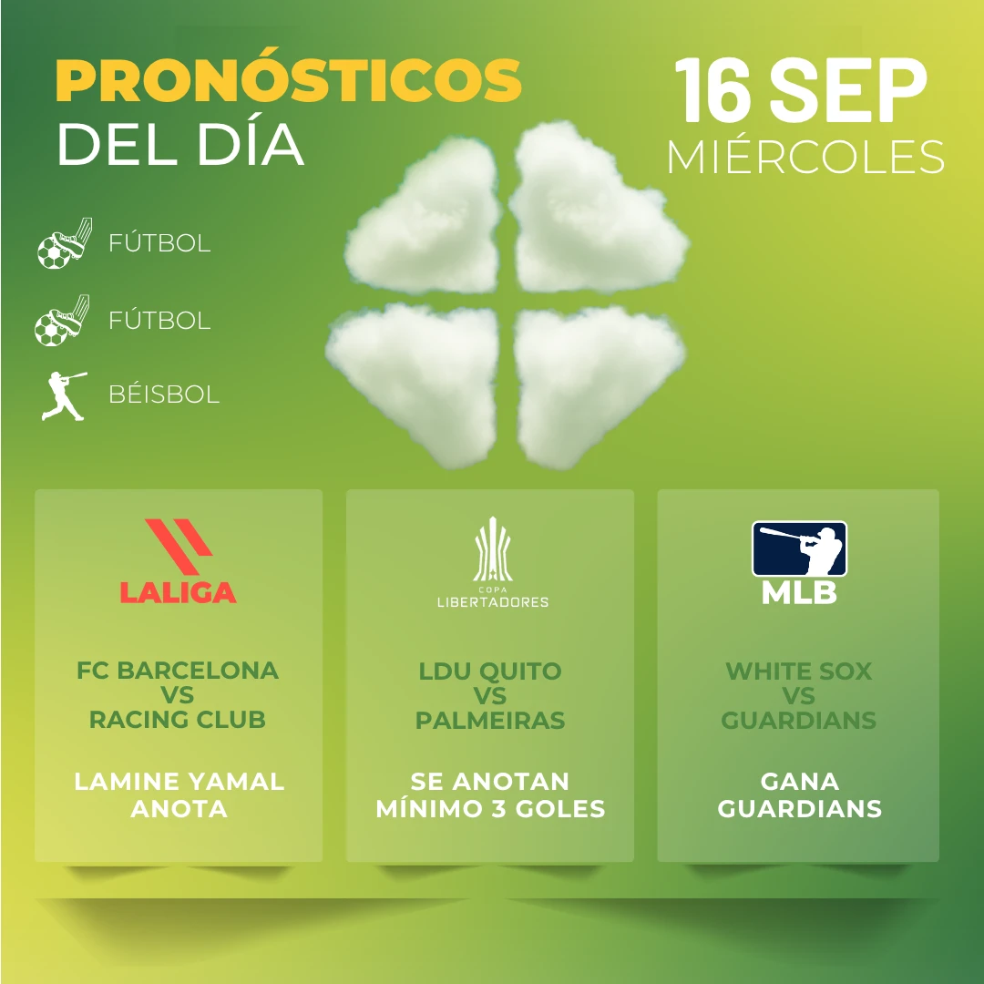 Pronósticos deportivos GRATIS para hoy miércoles 16 09 2026 - INTERNA - MiCasino