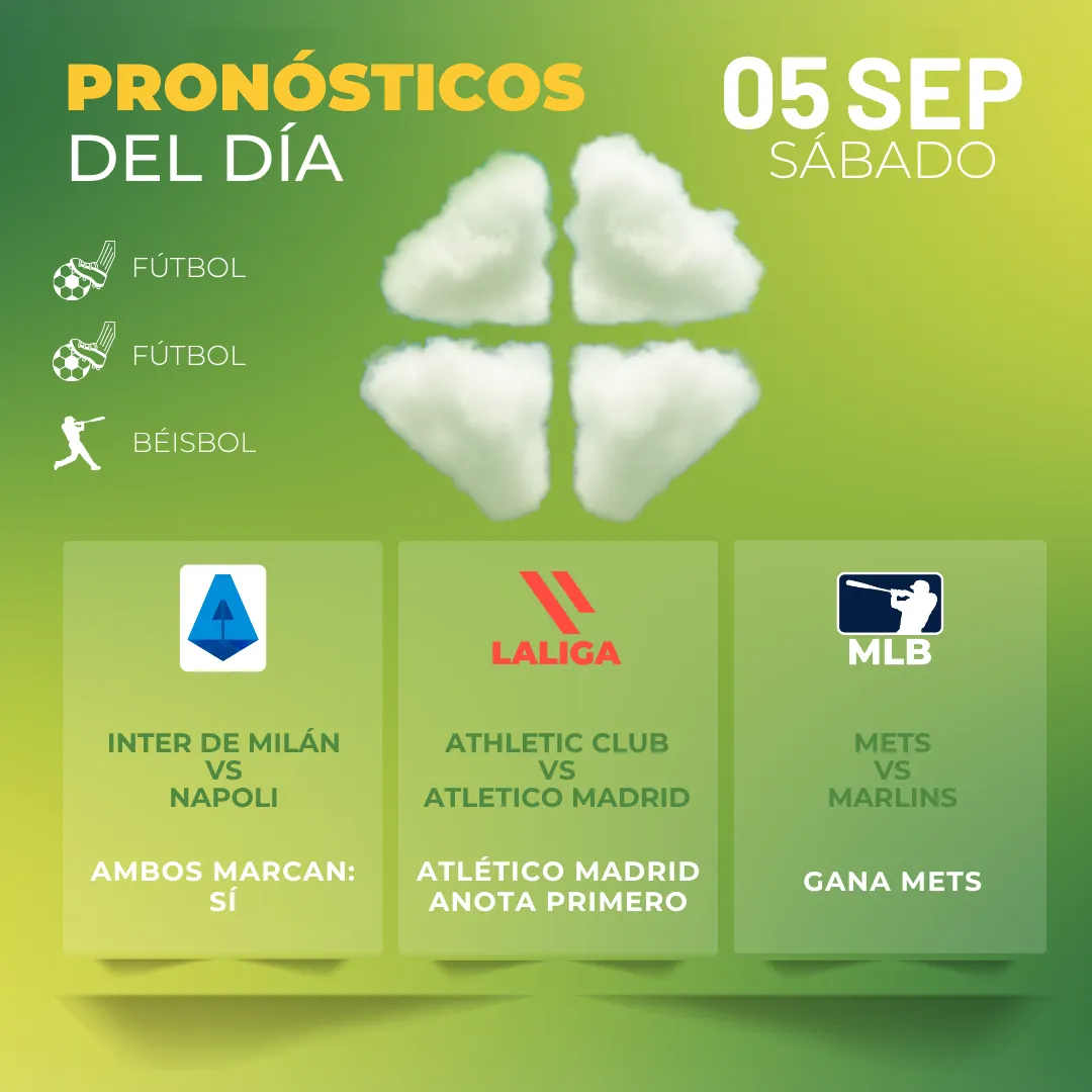 Pronósticos deportivos GRATIS para hoy sábado 05 09 2026 - INTERNA - MiCasino