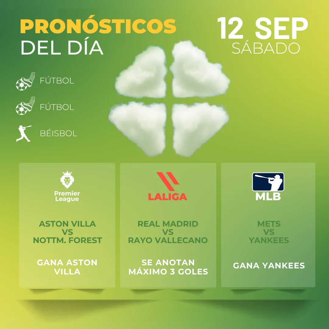 Pronósticos deportivos GRATIS para hoy sábado 12 09 2026 - INTERNA - MiCasino