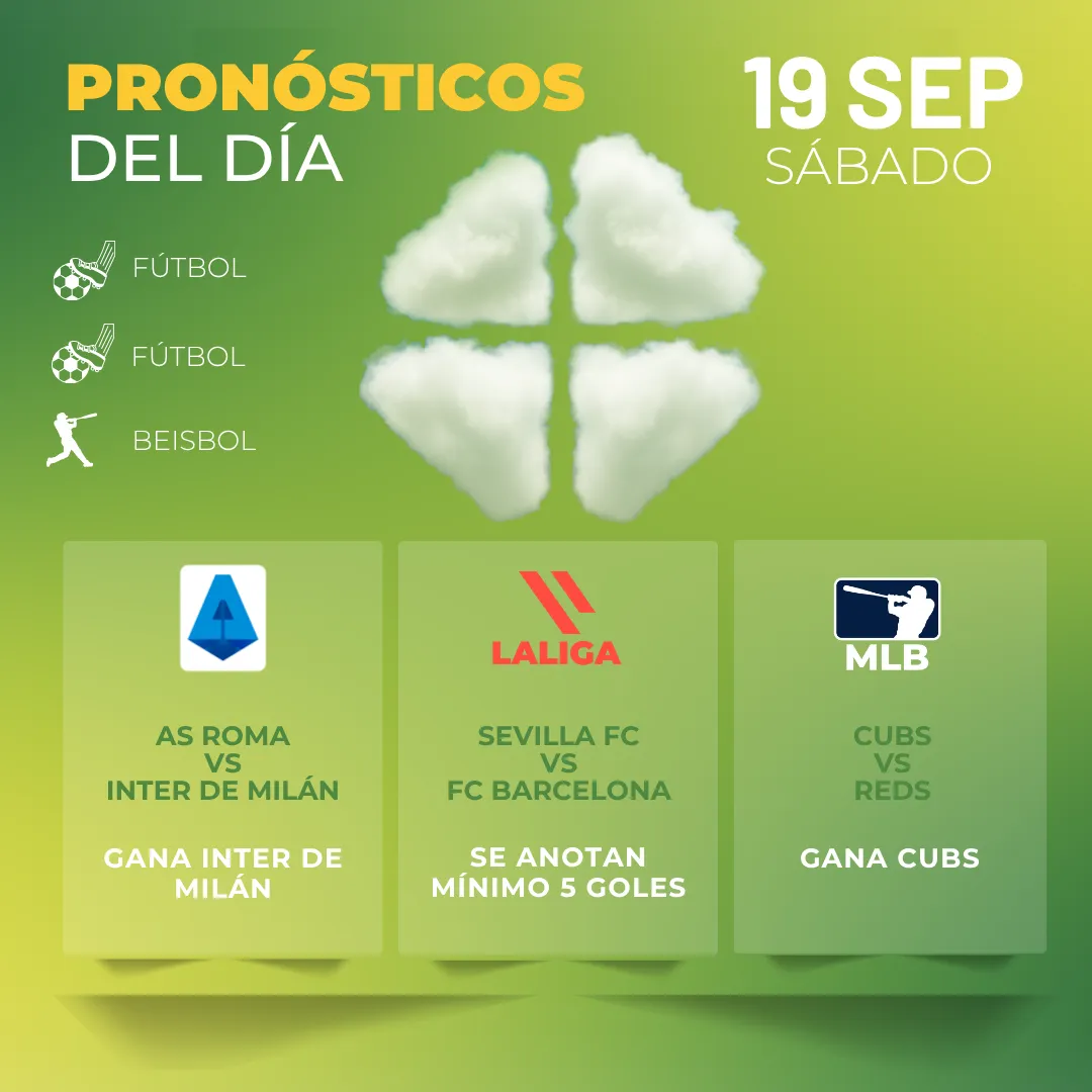Pronósticos deportivos GRATIS para hoy sábado 19 09 2026 - INTERNA - MiCasino