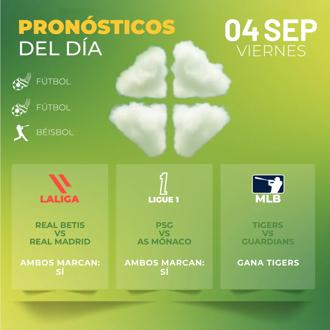 Pronósticos deportivos GRATIS para hoy viernes 04 09 2026 - INTERNA - MiCasino