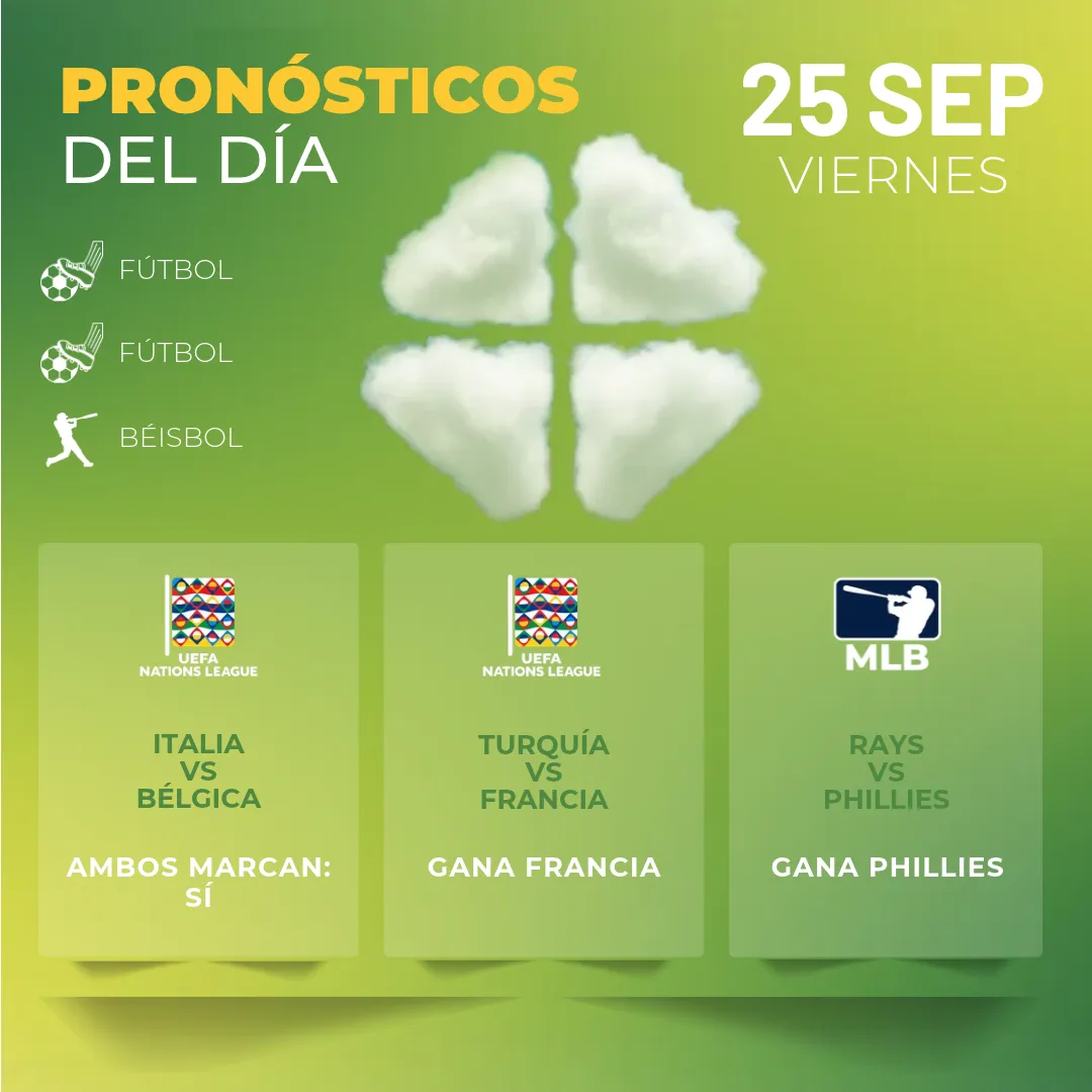 Pronósticos deportivos GRATIS para hoy viernes 25 09 2026 - INTERNA - MiCasino