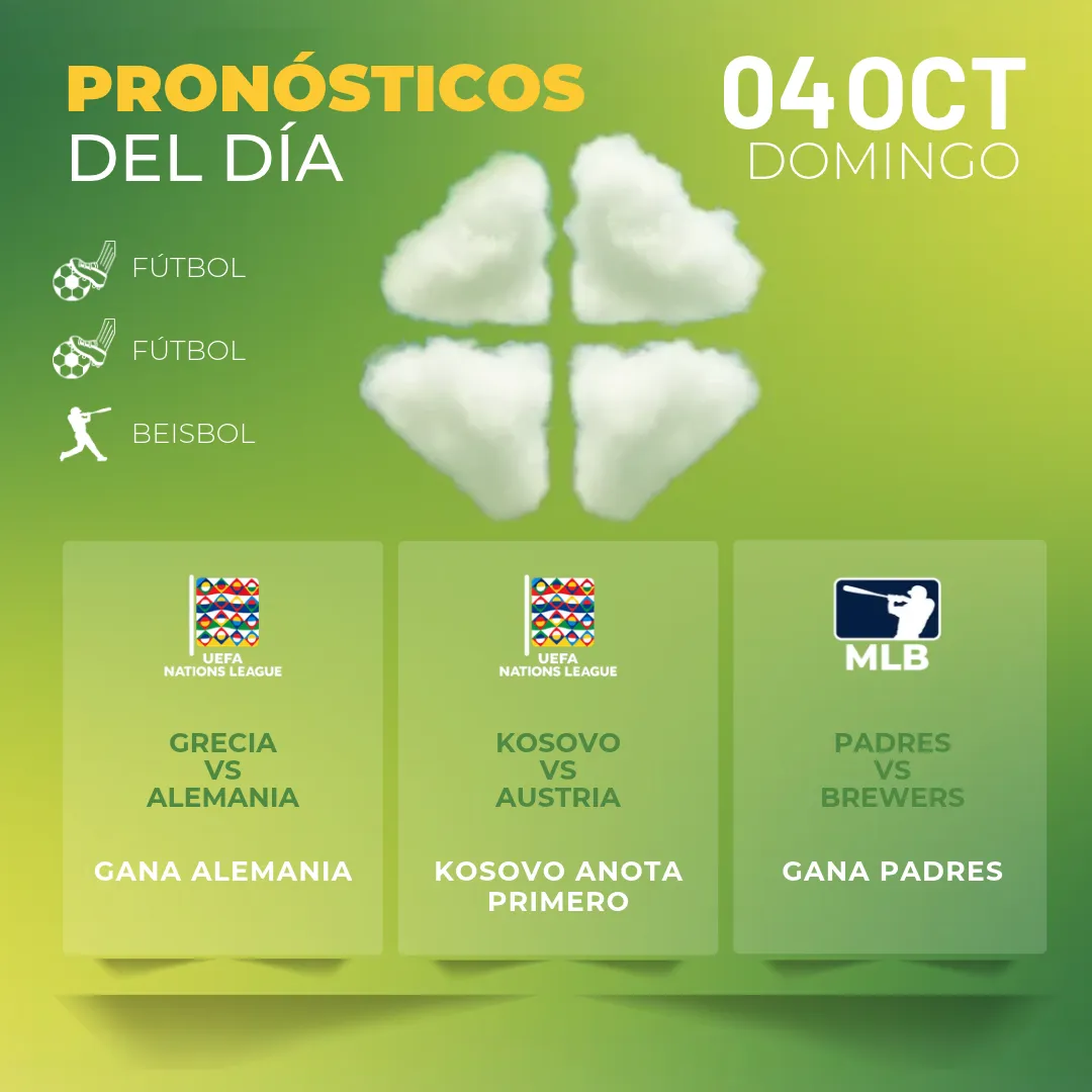 Pronósticos deportivos GRATIS para hoy domingo 04 10 2026 - INTERNA - MiCasino