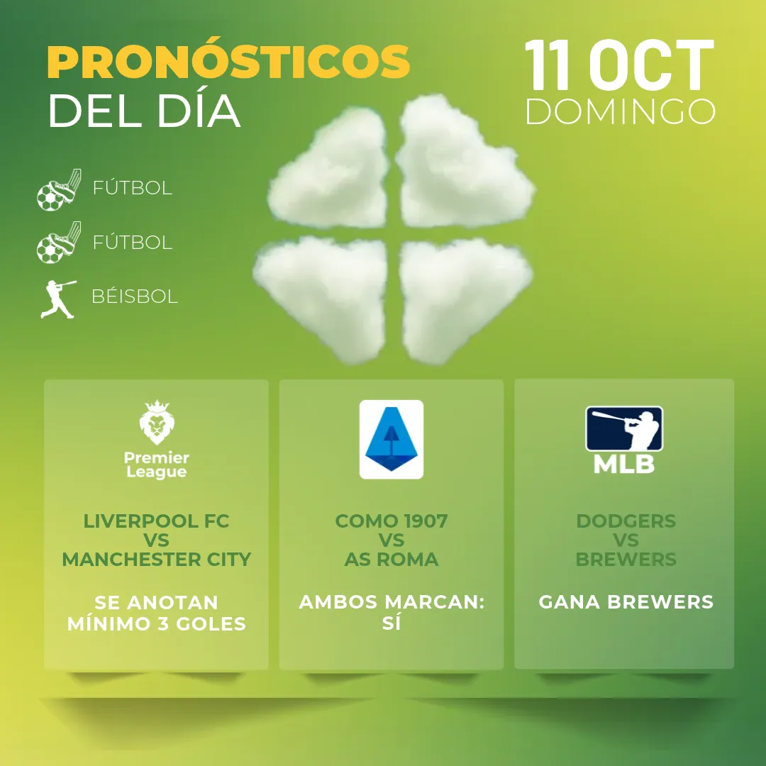 Pronósticos deportivos GRATIS para hoy domingo 11 10 2026 - INTERNA - MiCasino