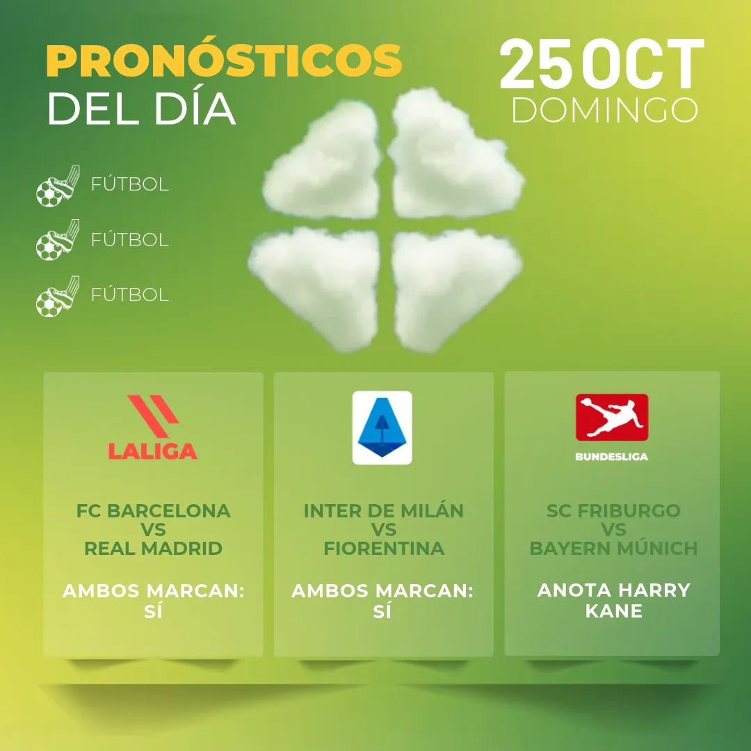 Pronósticos deportivos GRATIS para hoy domingo 25 10 2026 - INT - MiCasino