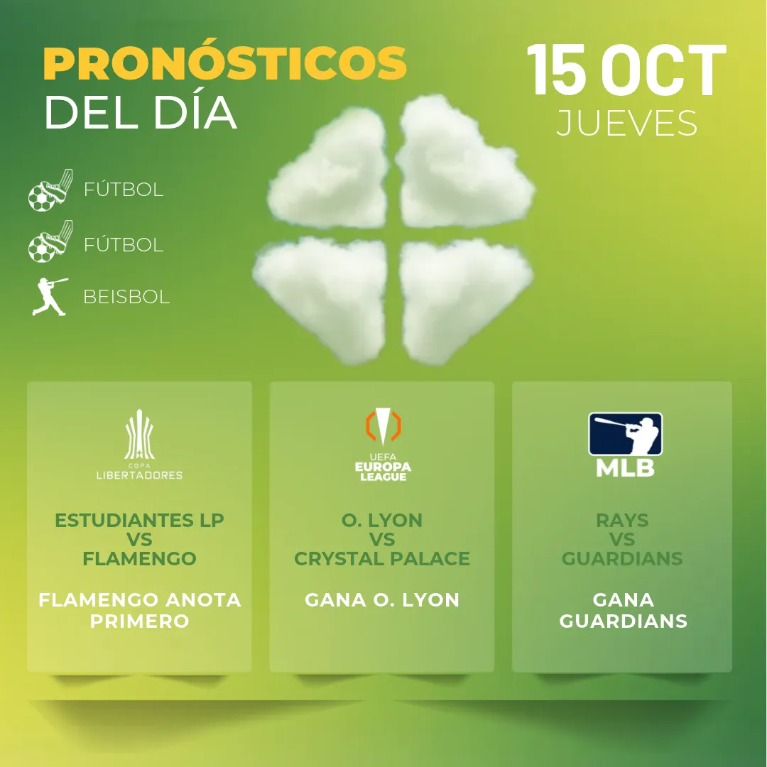 Pronósticos deportivos GRATIS para hoy jueves 15 10 2026 - INTERNA - MiCasino