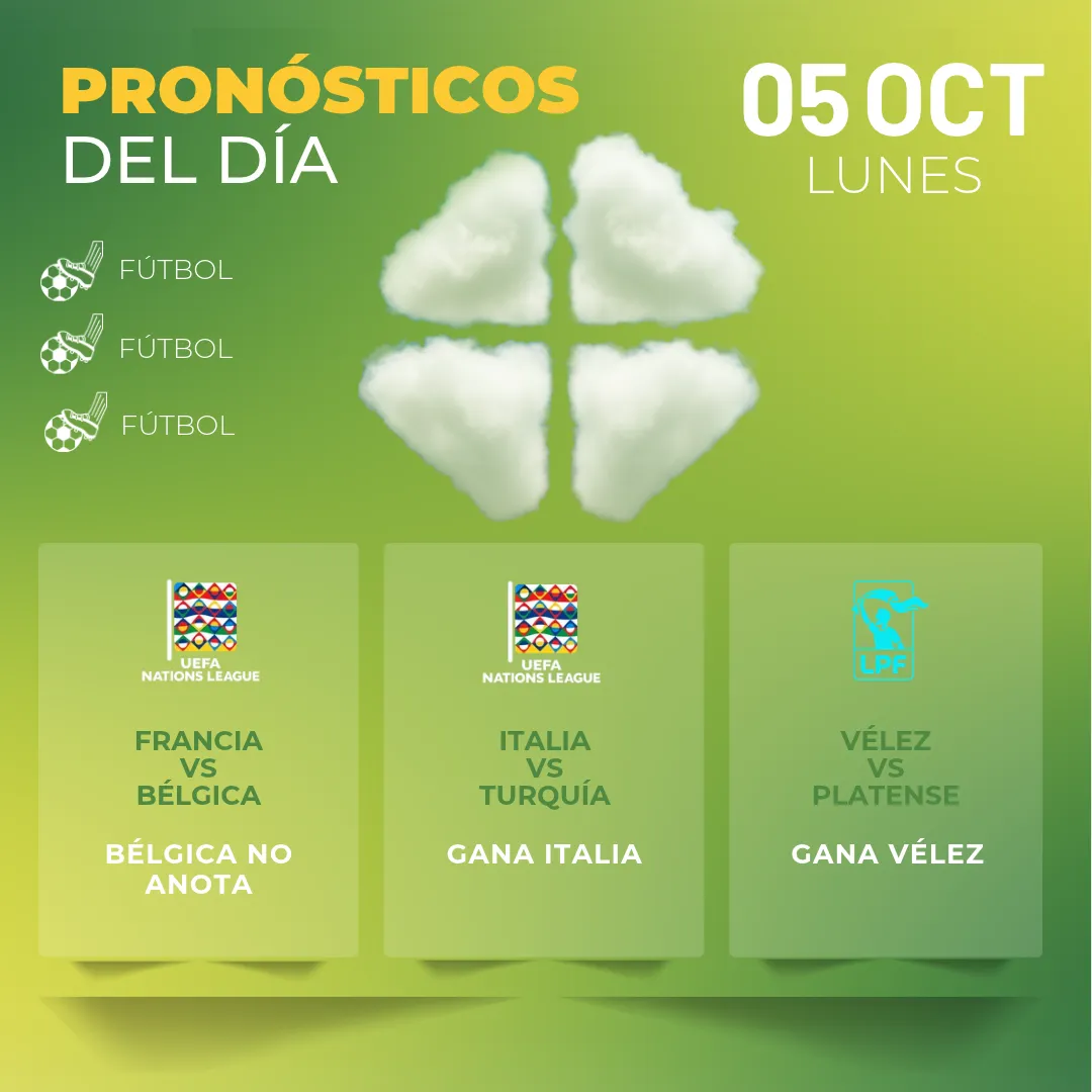 Pronósticos deportivos GRATIS para hoy lunes 05 10 2026 - INTERNA - MiCasino