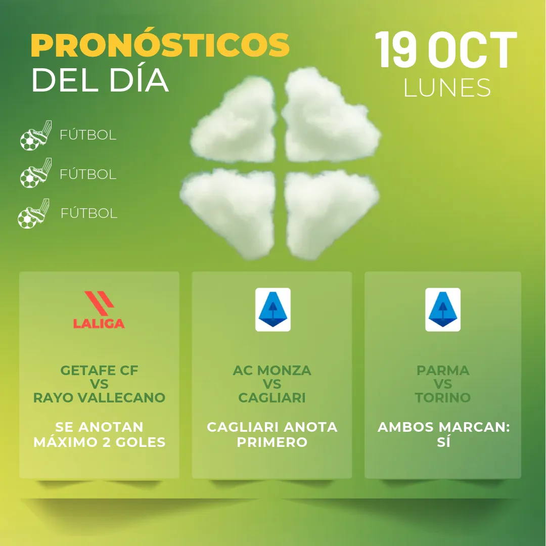 Pronósticos deportivos GRATIS para hoy lunes 19 10 2026 - INTERNA - MiCasino