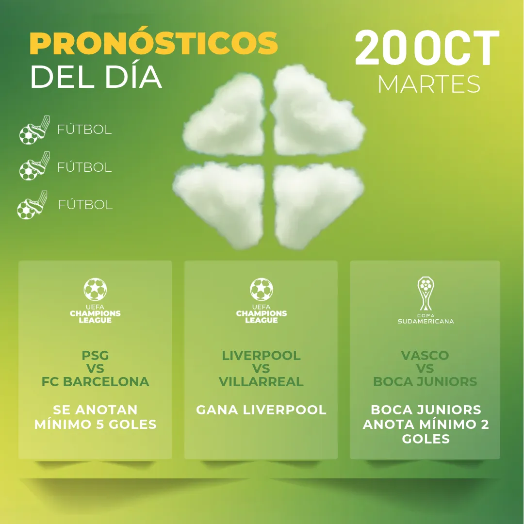 Pronósticos deportivos GRATIS para hoy martes 20 10 2026 - INTERNA - MiCasino