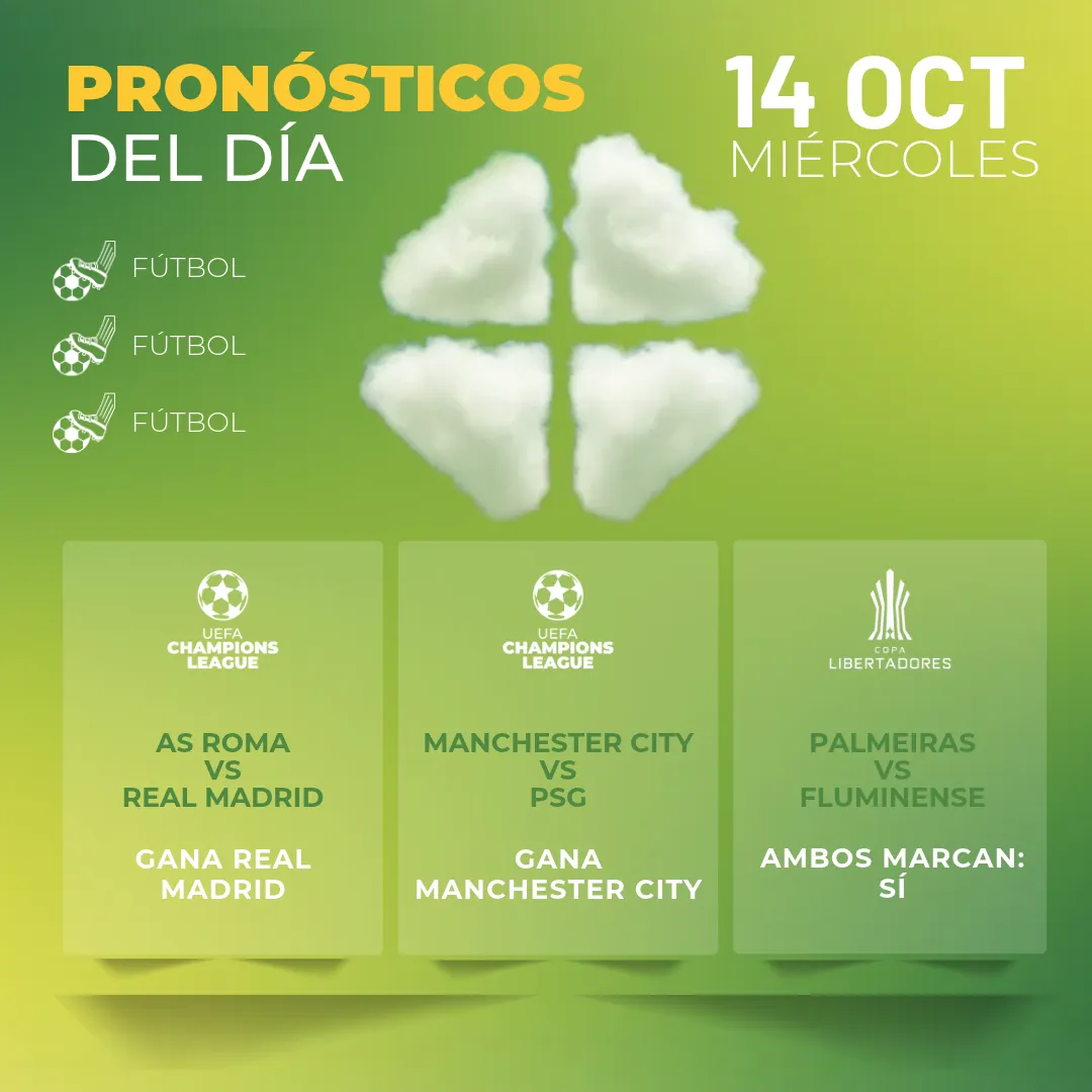 Pronósticos deportivos GRATIS para hoy miércoles 14 10 2026 - INTERNA - MiCasino