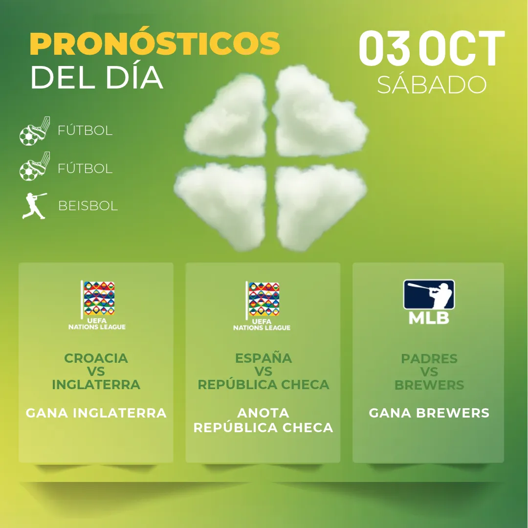 Pronósticos deportivos GRATIS para hoy sábado 03 10 2026 - INTERNA - MiCasino