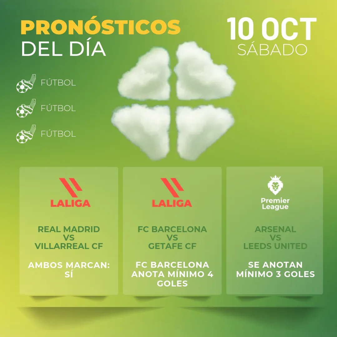 Pronósticos deportivos GRATIS para hoy sábado 10 10 2026 - INTERNA - MiCasino