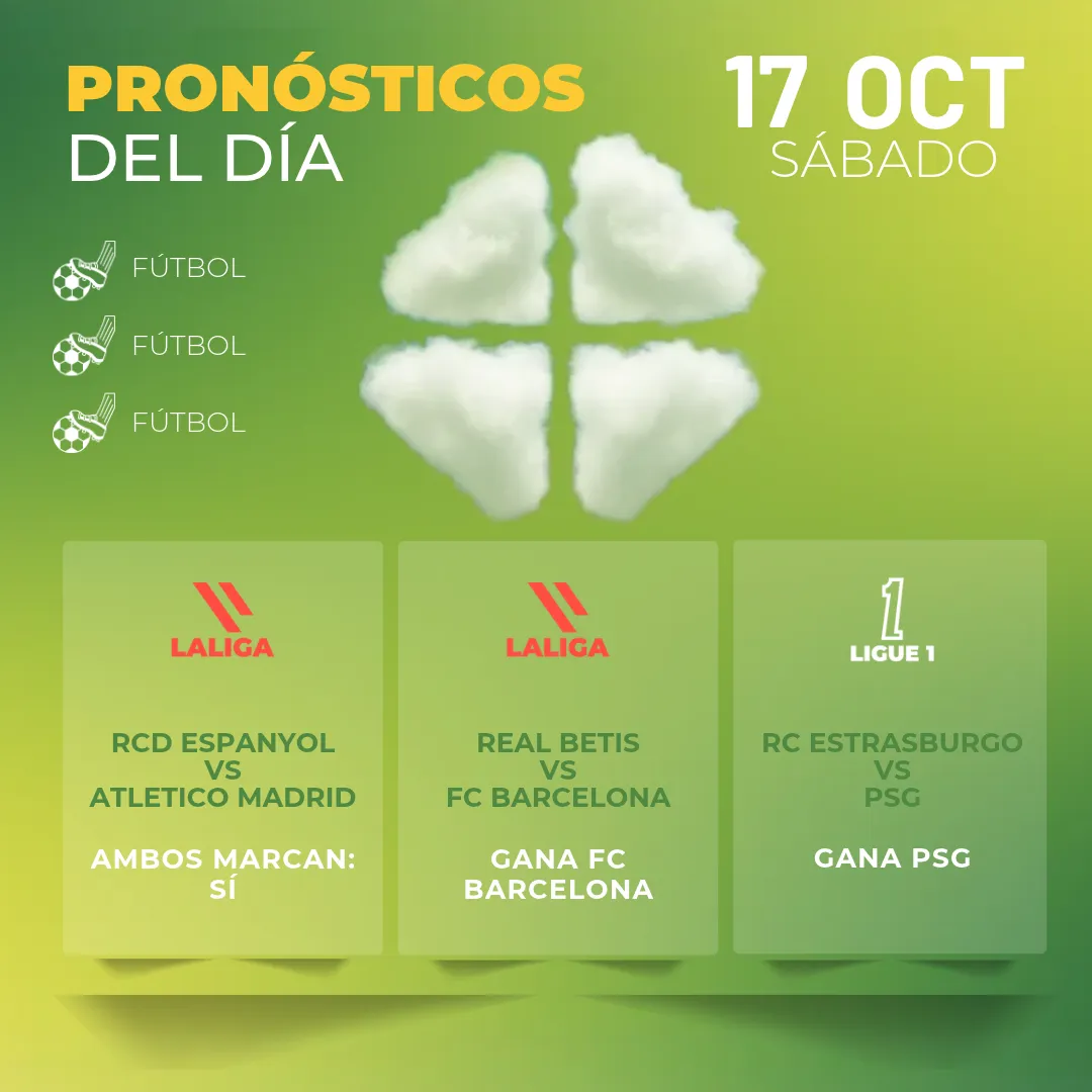 Pronósticos deportivos GRATIS para hoy sábado 17 10 2026 - INTERNA - MiCasino