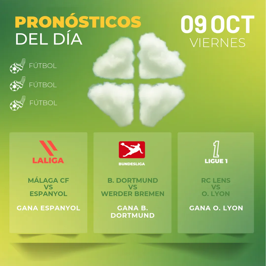 Pronósticos deportivos GRATIS para hoy viernes 09 10 2026 - INTERNA - MiCasino